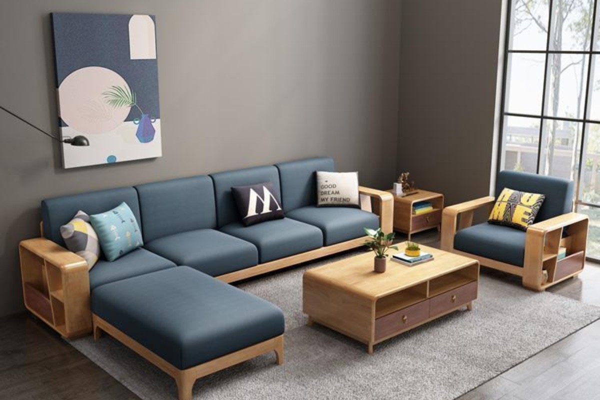 Sofa chữ L gỗ bền bỉ