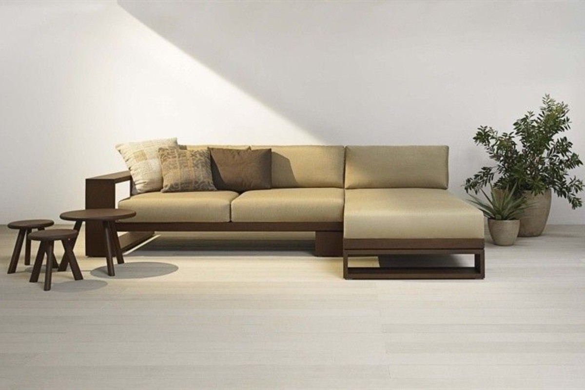 Sofa gỗ chữ L ấm áp