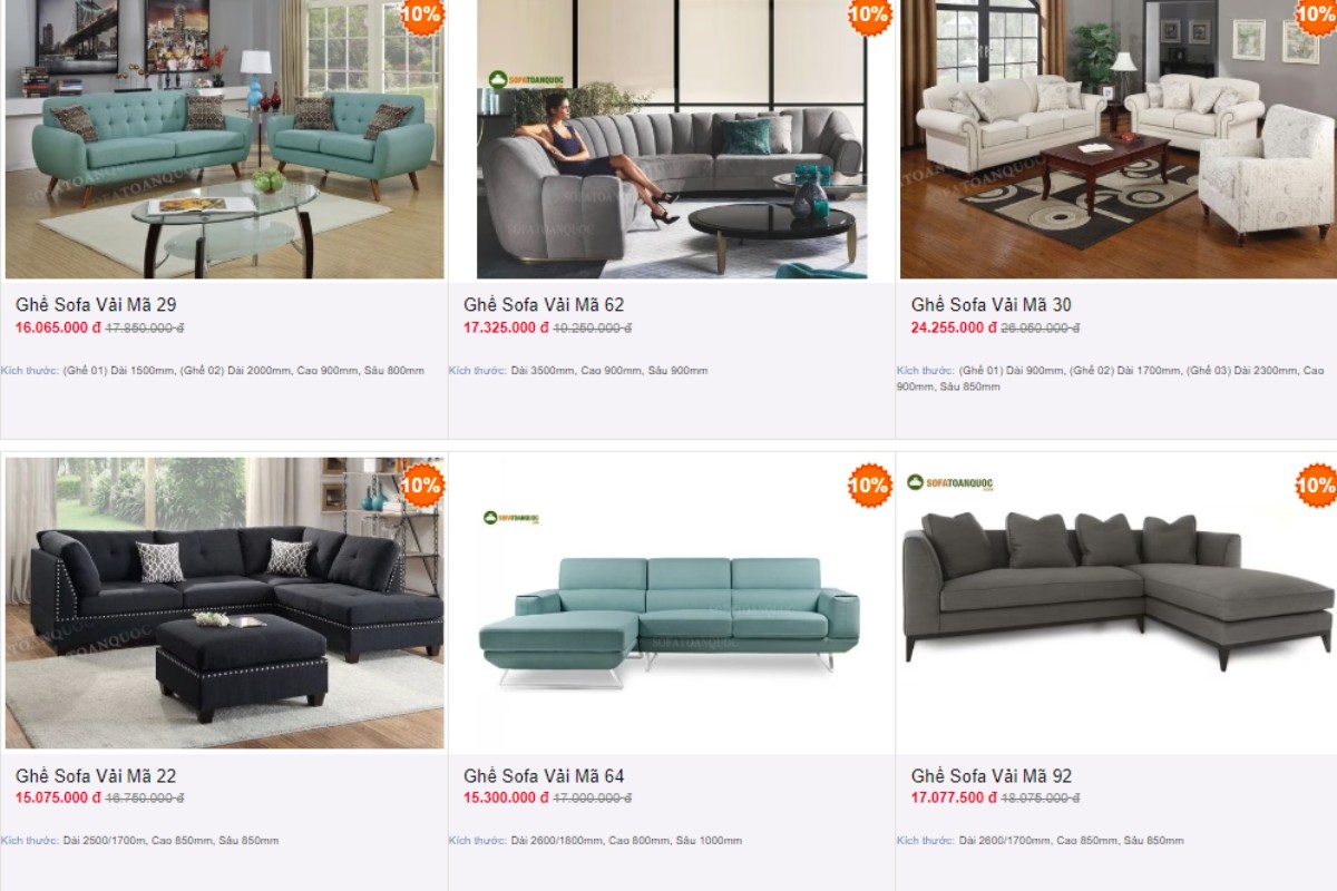 Sofa toàn quốc - Địa điểm mua sofa bọc nhung chất lượng, giá tốt