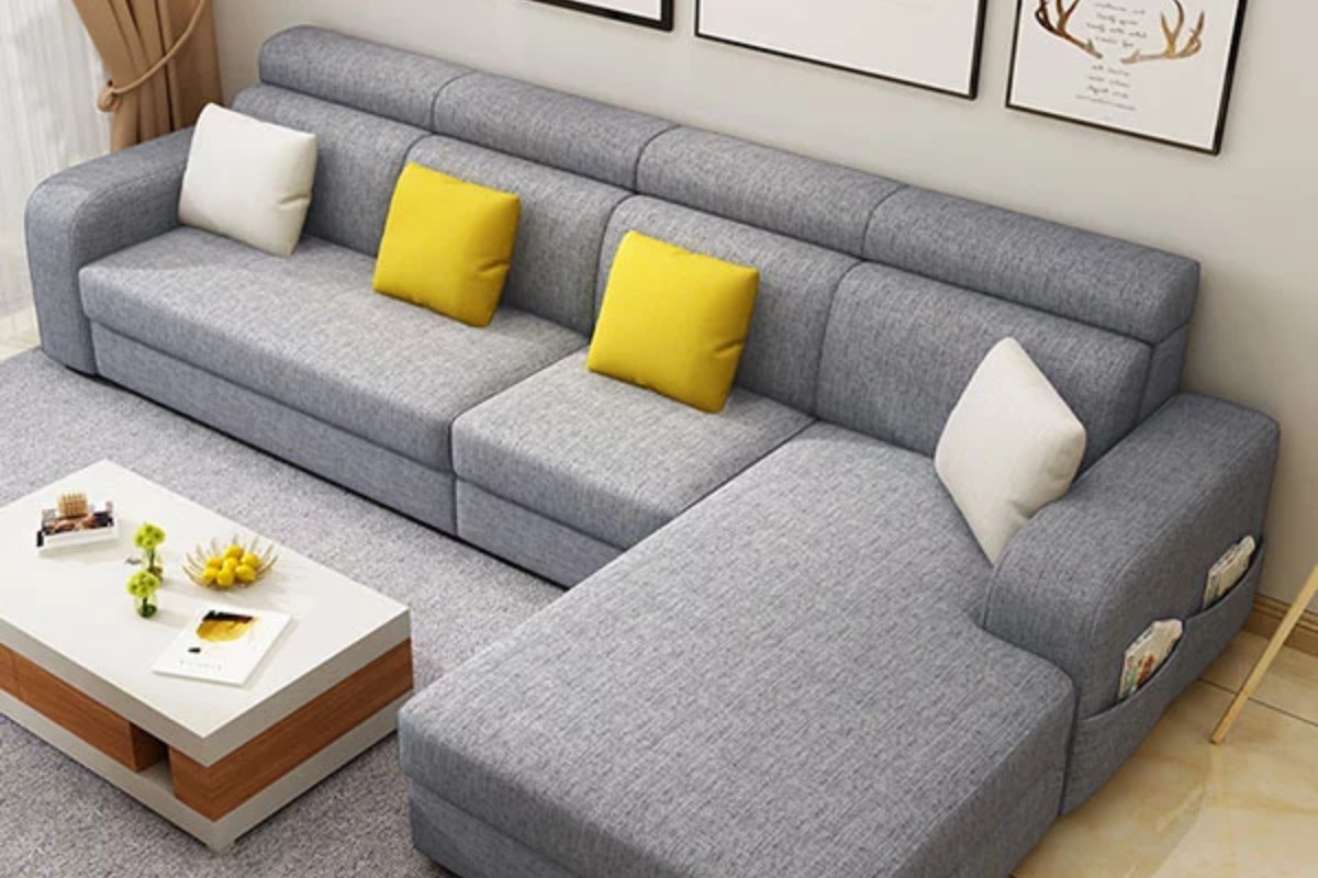 Sofa vải chữ L mềm mại, quý phái