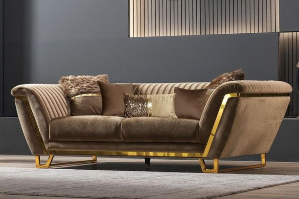 Sofa vải nhung cotton màu nâu