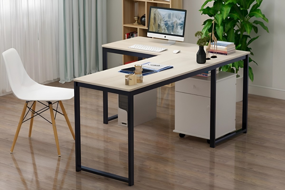 Bàn làm việc chân sắt mặt gỗ cho cá nhân