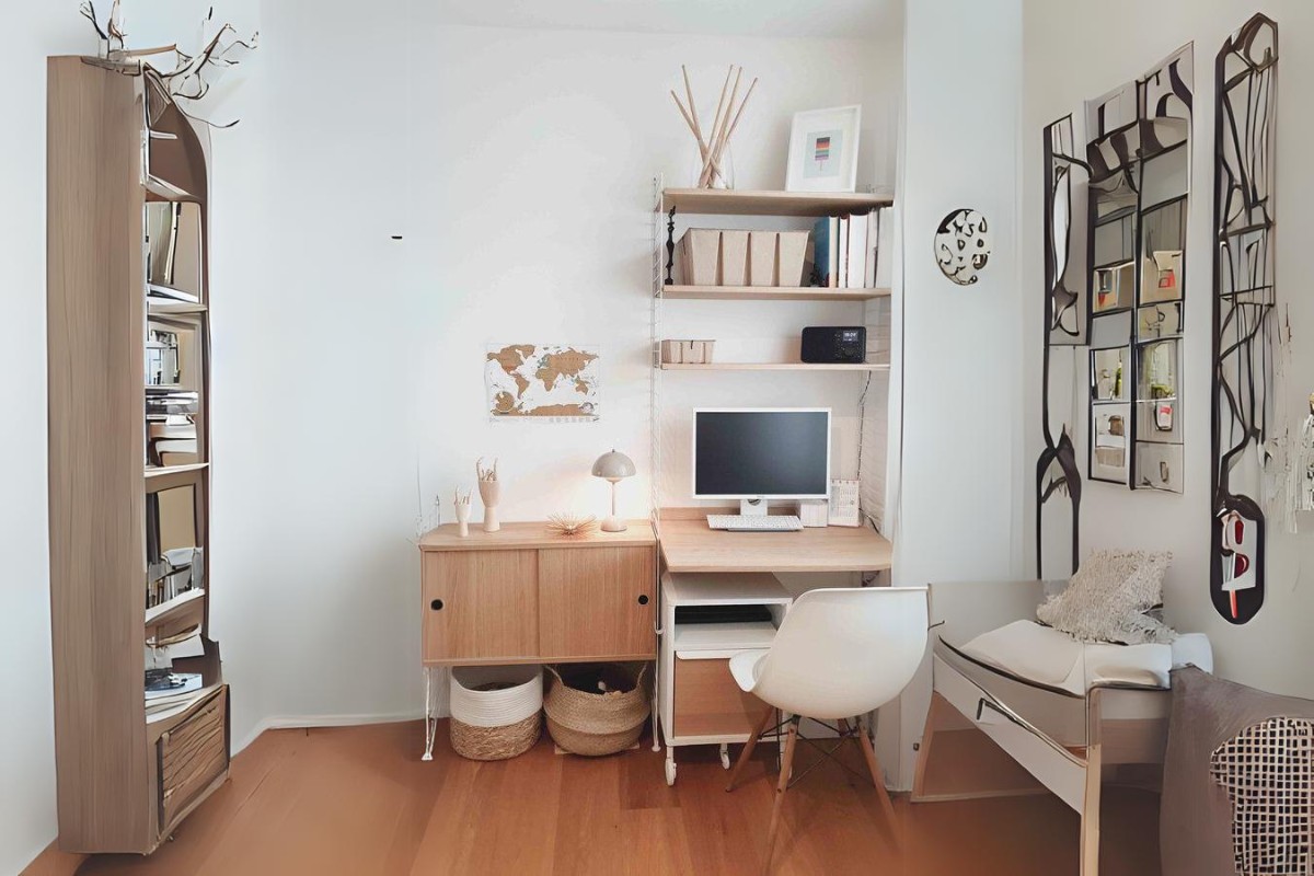 Bàn làm việc dựa tường 80 cm đơn giản