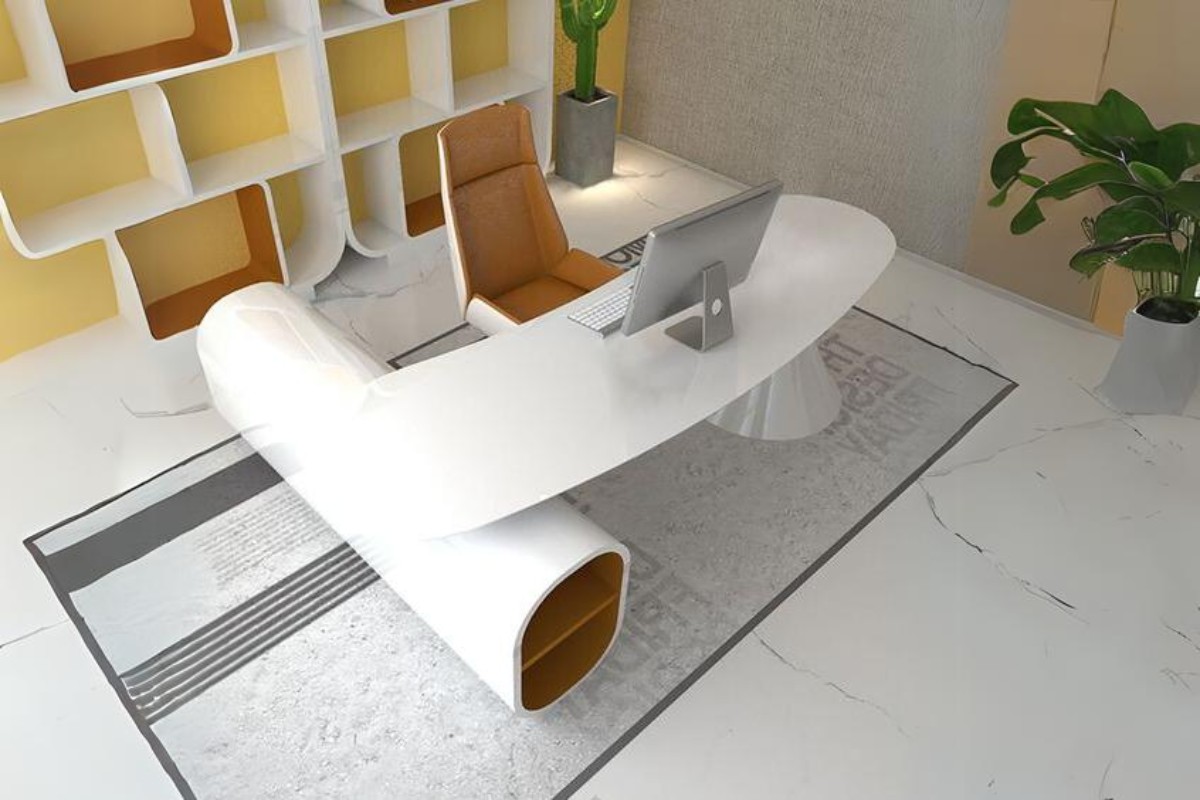 Bàn làm việc mặt đá màu trắng