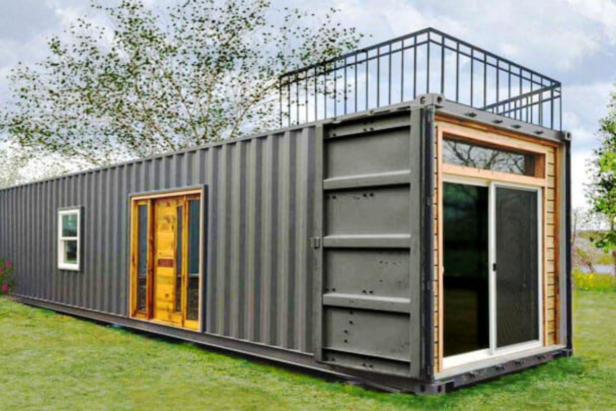 Thiết kế container văn phòng ốp gỗ