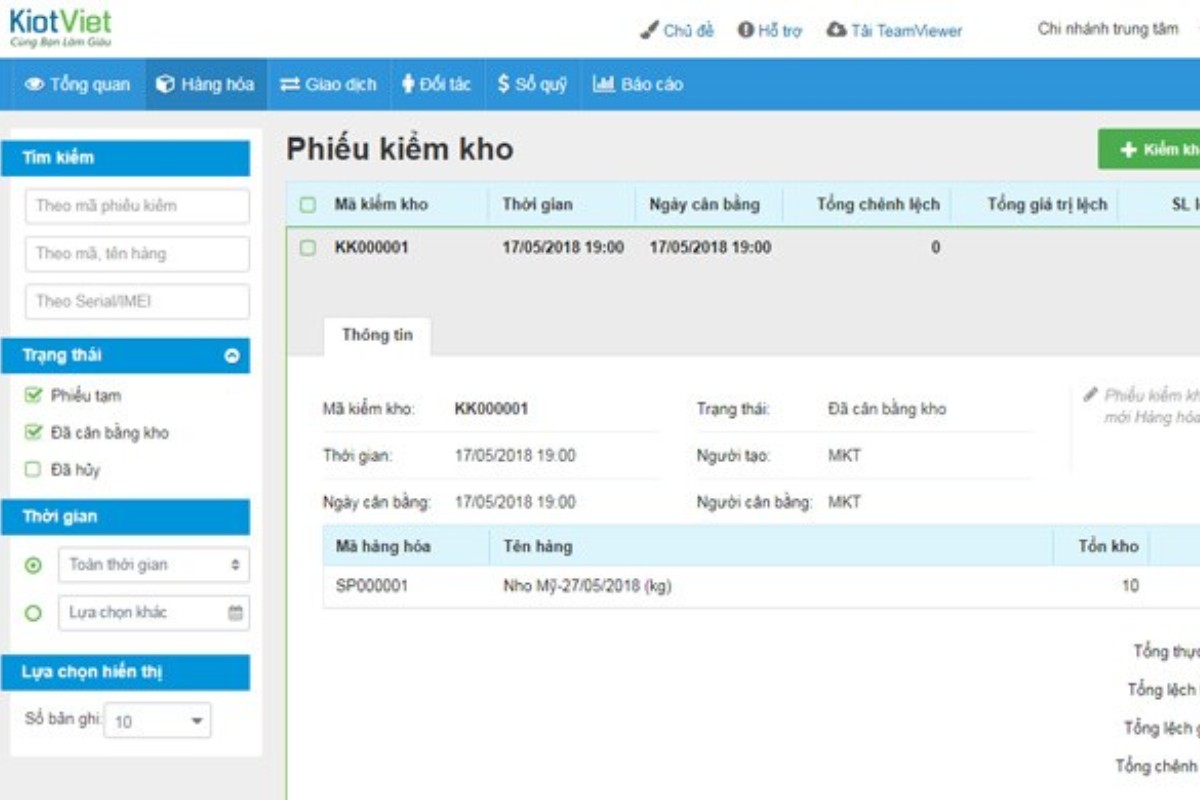 Phần mềm quản lý kho KioViet
