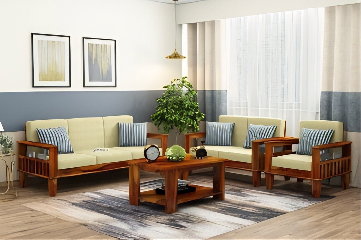 Sofa gỗ tự nhiên với thiết kế tinh tế