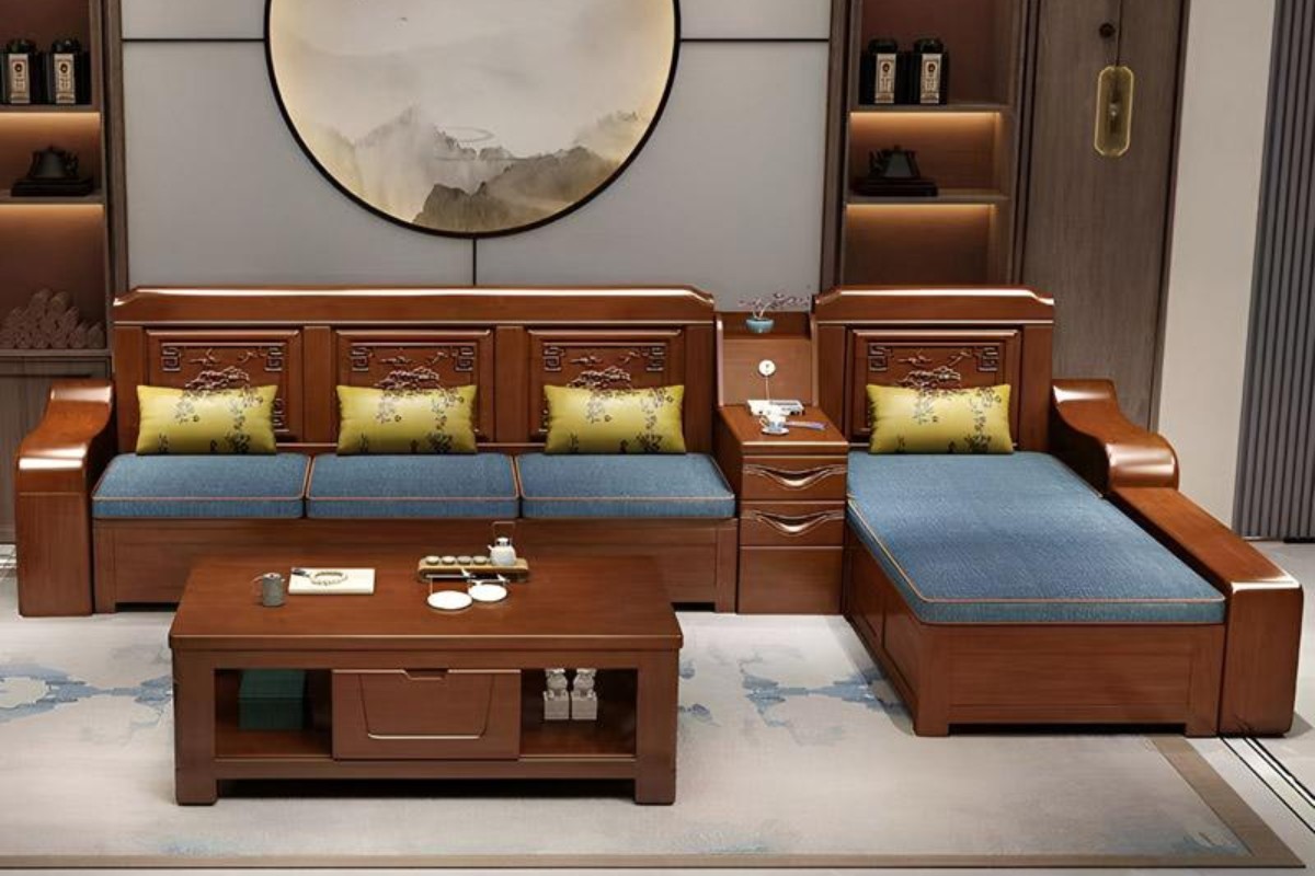 Mẫu sofa gỗ tự nhiên chữ L