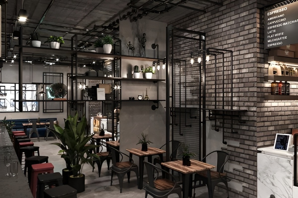 Thiết kế quán cafe văn phòng tone màu tối