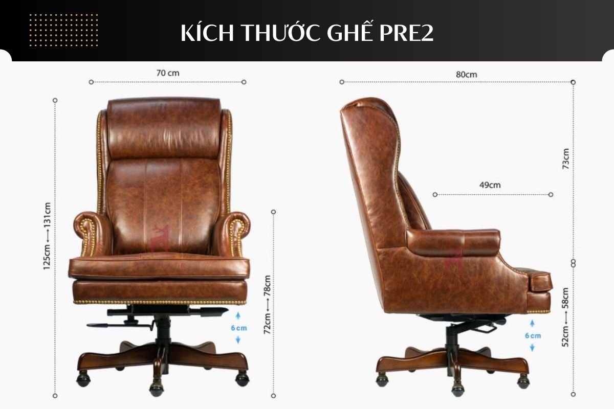 Kích thước ghế giám đốc PRE2