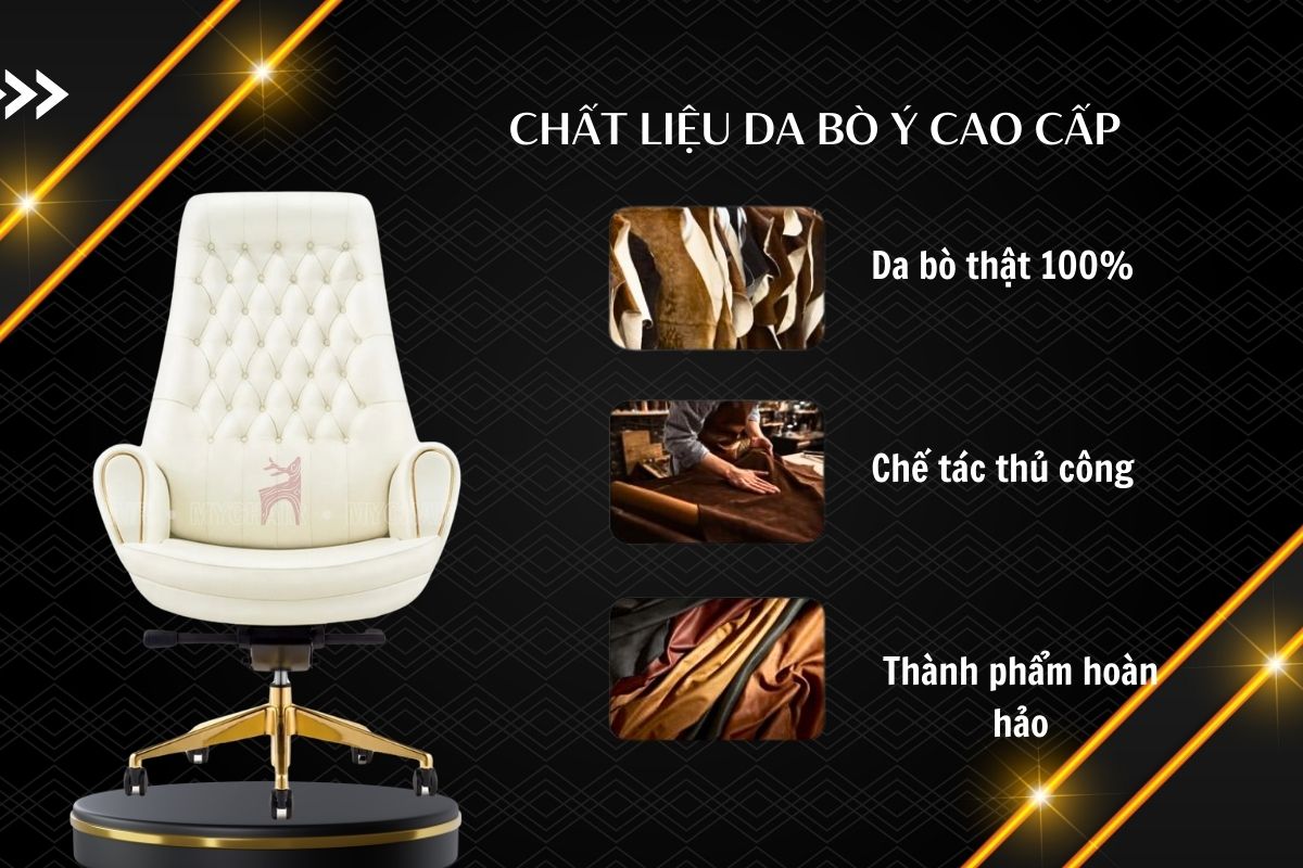 Ghế giám đốc da NO137A bọc da bò Italia cao cấp
