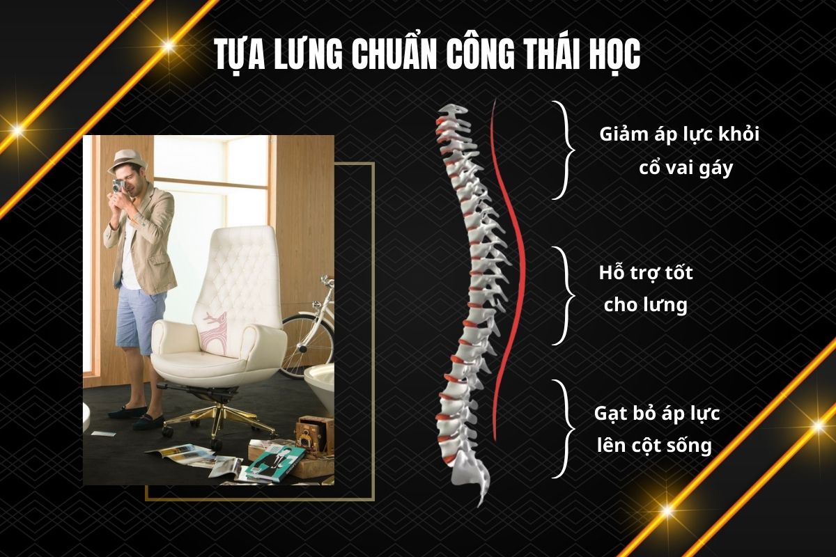 Ghế giám đốc da NO137A có tựa lưng công thái học