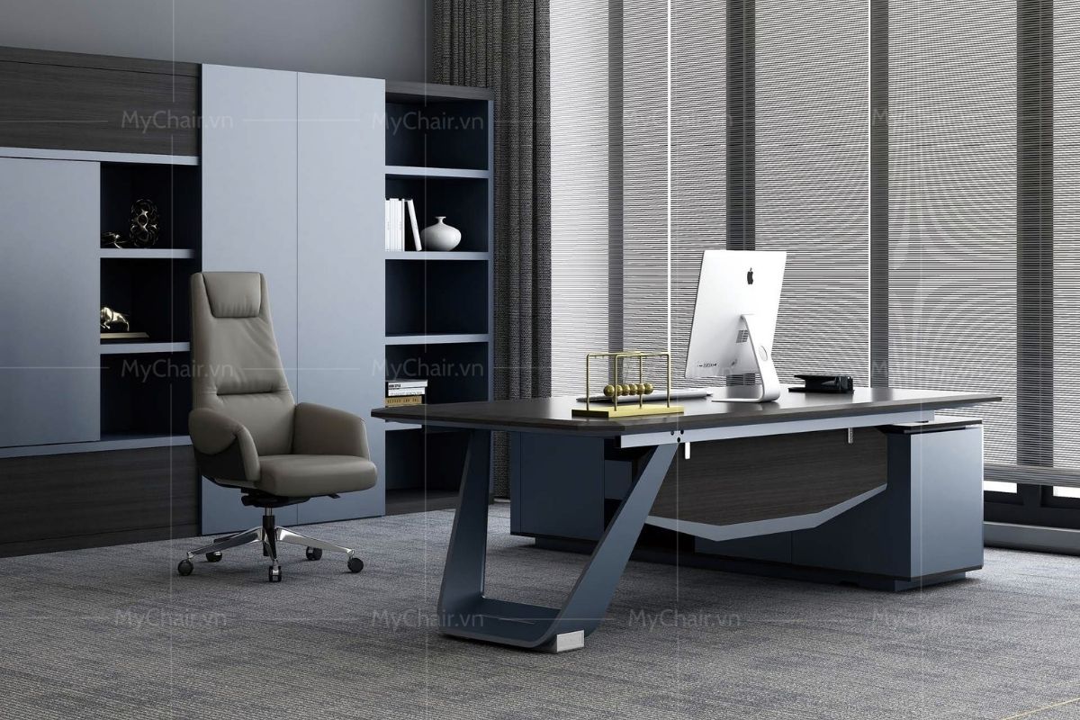 Bàn chữ L MBGD03 với tủ phụ liền mặt bàn