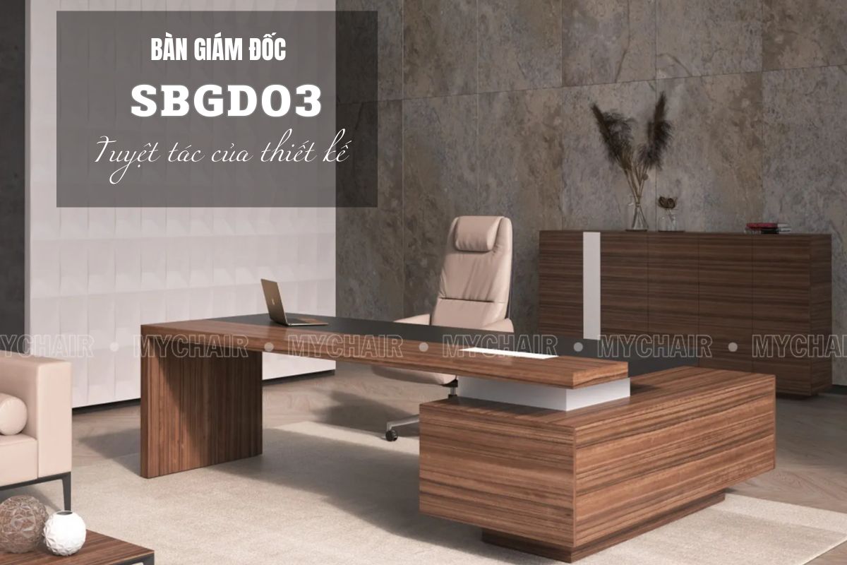 Bàn giám đốc SBGD03 với thiết kế chữ L phổ biến