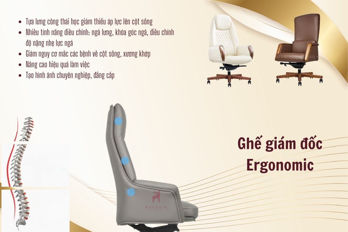 Ưu điểm của ghế giám đốc công thái học