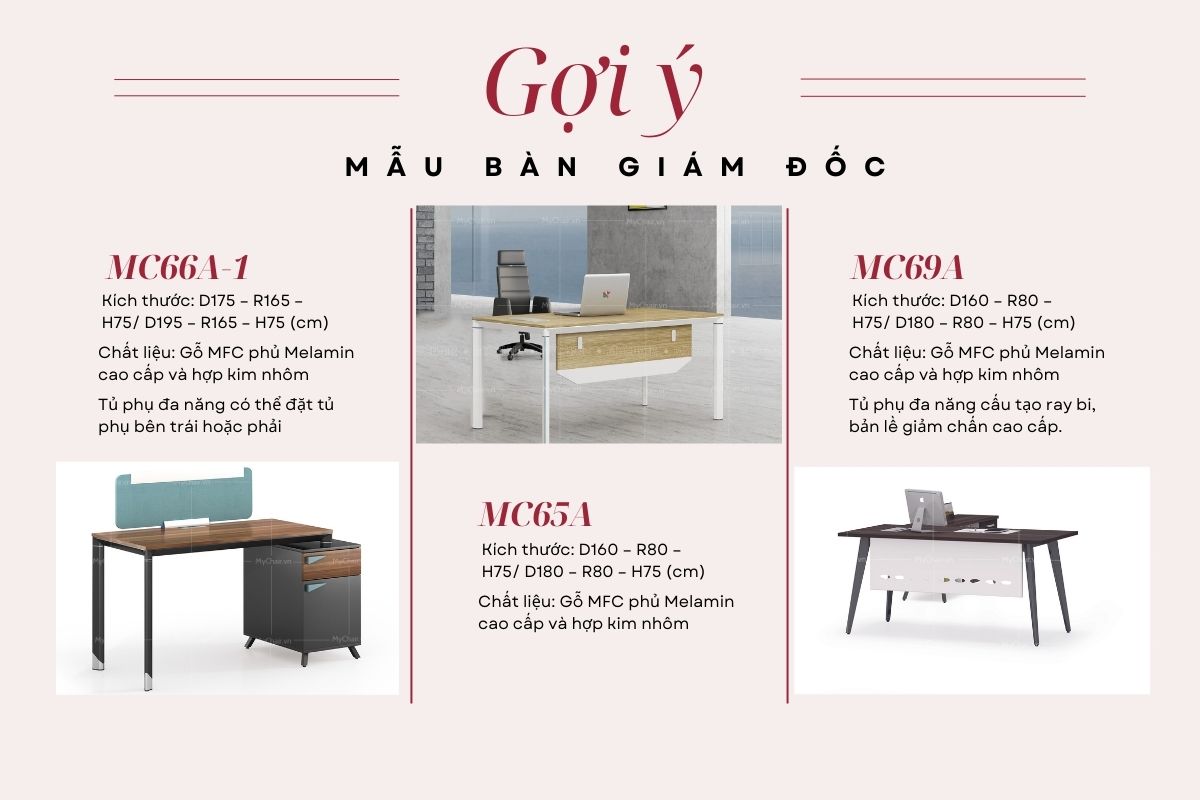 Gợi ý bàn giám đốc cho phòng lãnh đạo nhỏ