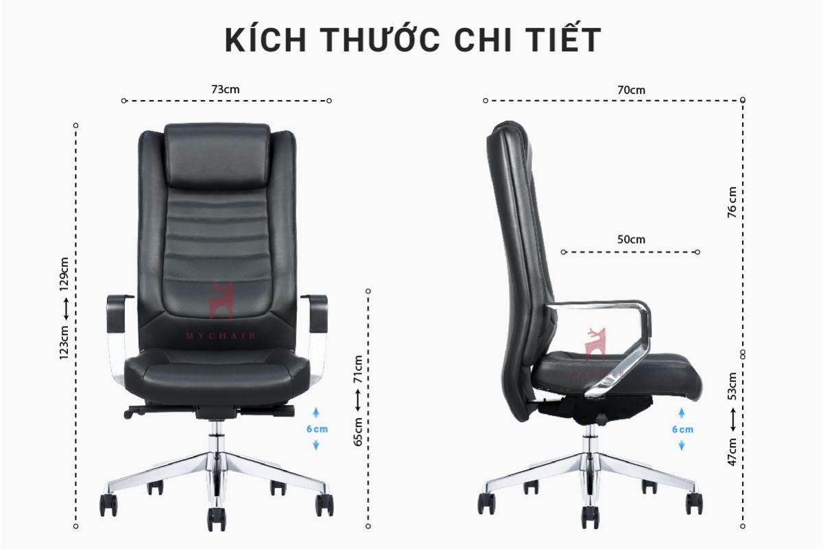 Kích thước ghế giám đốc cho phòng có diện tích vừa