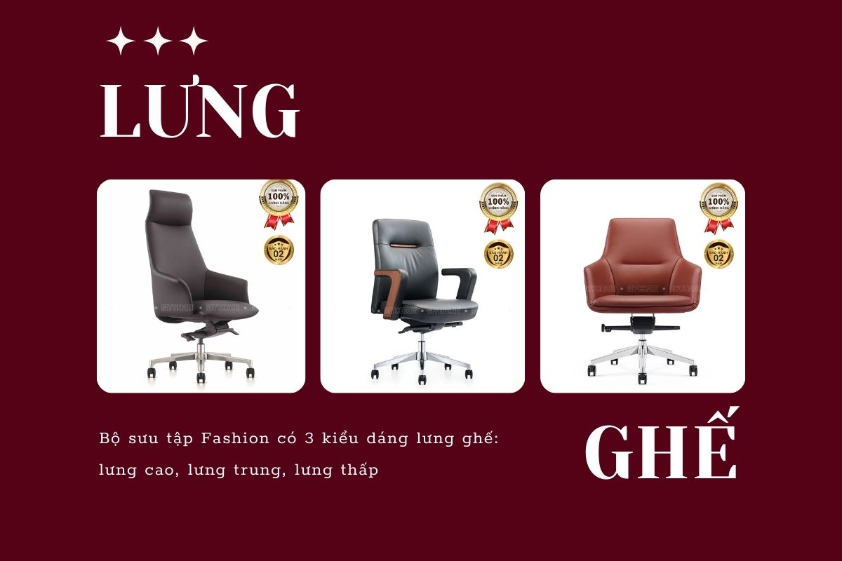 Tựa lưng đa dạng từ cao, trung đến thấp