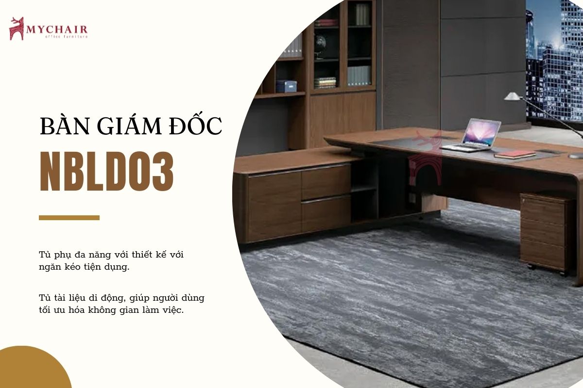 Bàn NBLD03 được trang bị tủ phụ đa năng