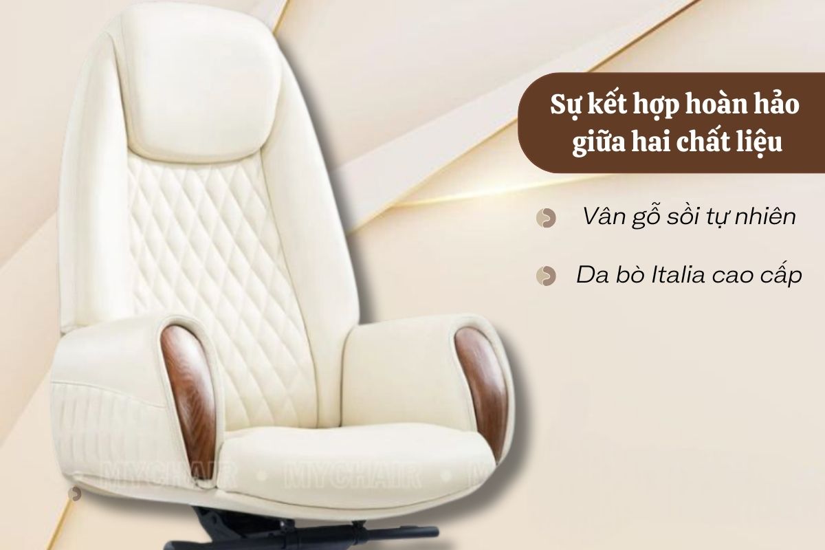 NO88A là sự kết hợp hoàn hảo giữa da bò Italia và gỗ sồi cao cấp