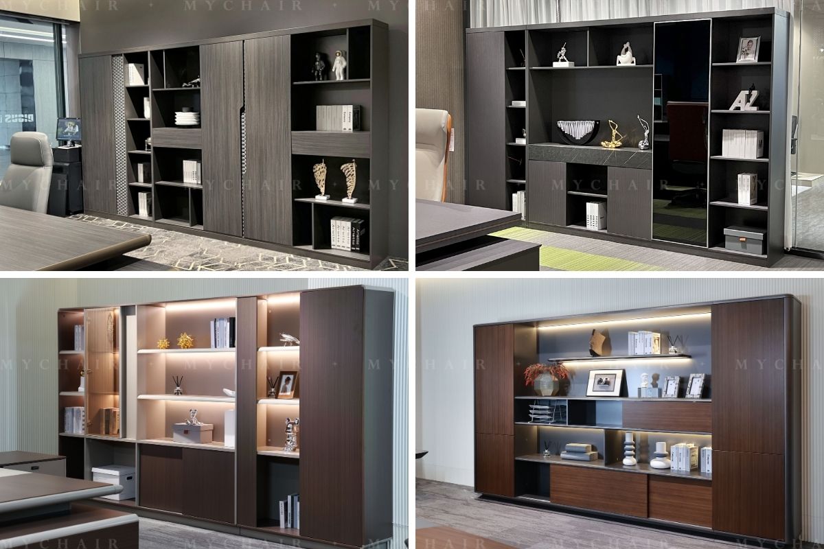 Bố trí tủ tài liệu trong không gian làm việc chính của chủ tịch