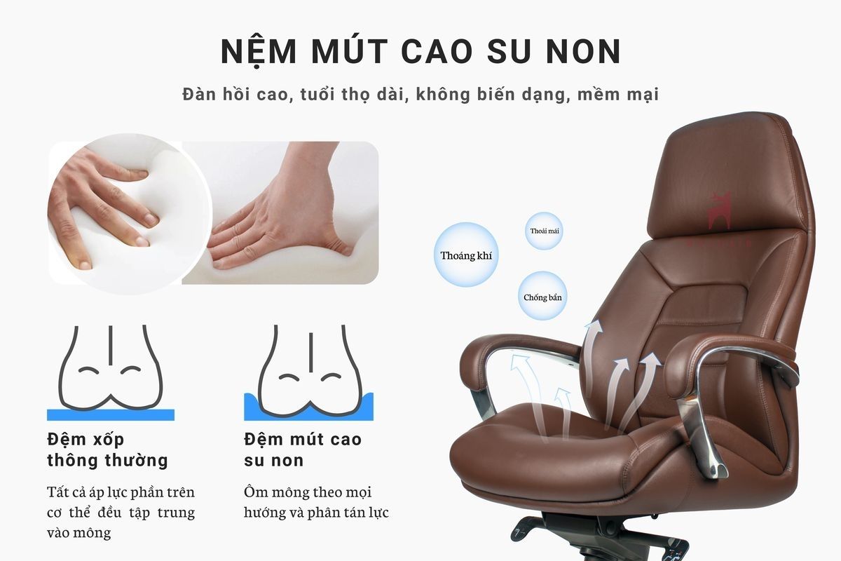 Lựa chọn ghế có đệm mút cao su non êm ái