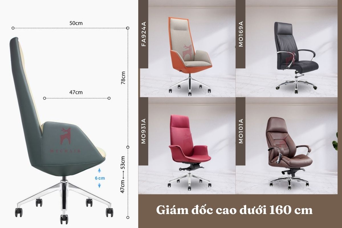 Gợi ý ghế giám đốc cho người cao dưới 1m6