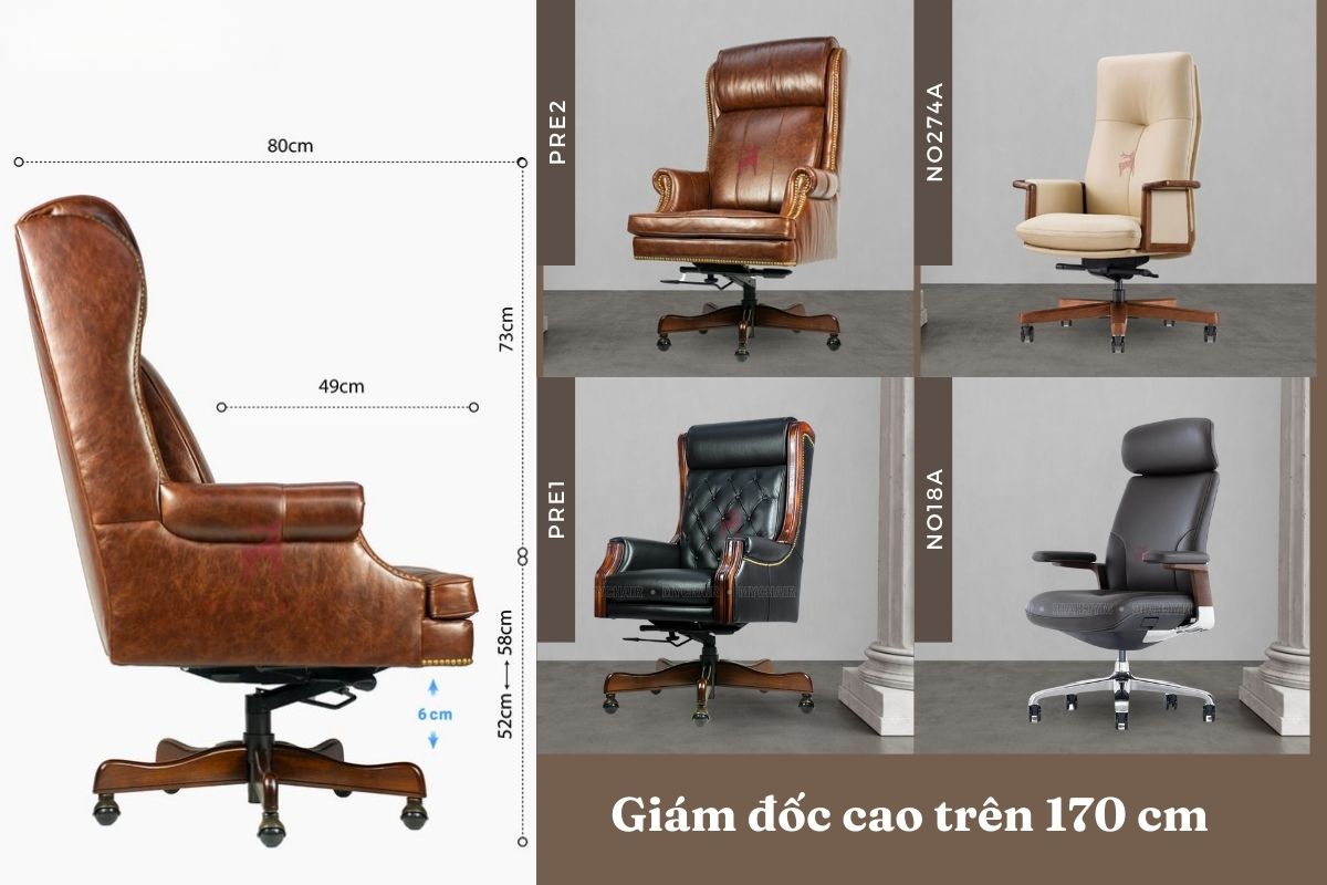 Gợi ý ghế giám đốc cho người cao trên 1m7