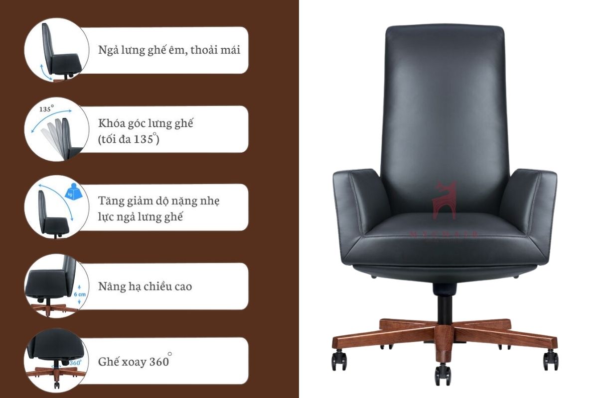 Lựa chọn ghế giám đốc có công năng phù hợp
