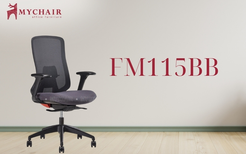 Ghế lưới lưng trung văn phòng cao cấp, sang trọng MyChair FM115BB Ghế lưới xoay lưng trung MyChair FM115BB hiện đại