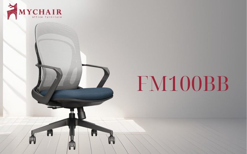 Ghế xoay lưới nỉ MyChair FM100BB màu xanh dễ nâng hạ