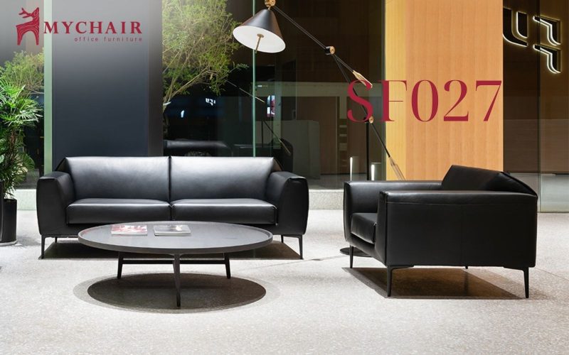 Ghế sofa màu xám MyChair SF027 thiết kế đối xứng độc đáo Sofa màu ghi văn phòng MyChair SF027