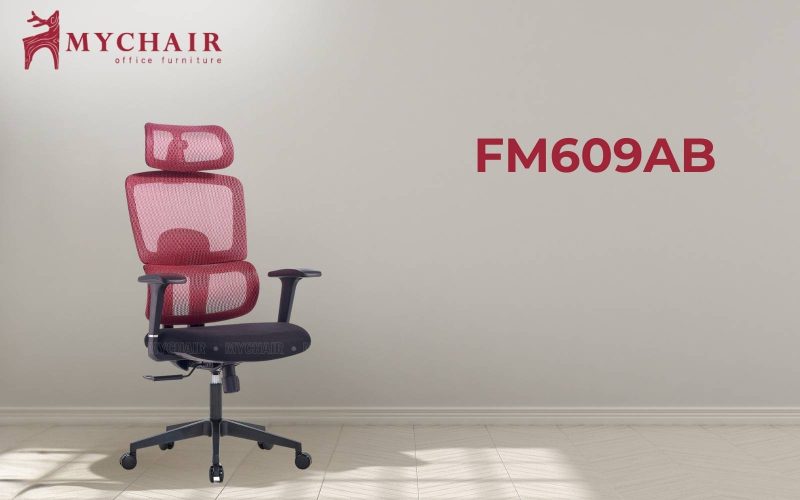 Ghế lưới xoay có tựa đầu MyChair FM609AB hỗ trợ giảm đau mỏi cổ vai gáy Ghế xoay tựa đầu chống mỏi cổ MyChair FM609AB giảm đau vai gáy cực tốt