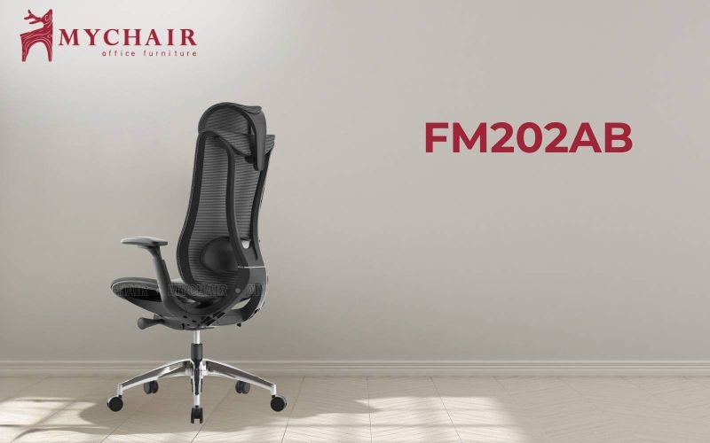 Ghế xoay lưới văn phòng có tựa đầu kiểu dáng thời thượng - MyChair FM202AB Mẫu ghế xoay lưới văn phòng có tựa đầu kiểu dáng sang trọng - MyChair FM202AB