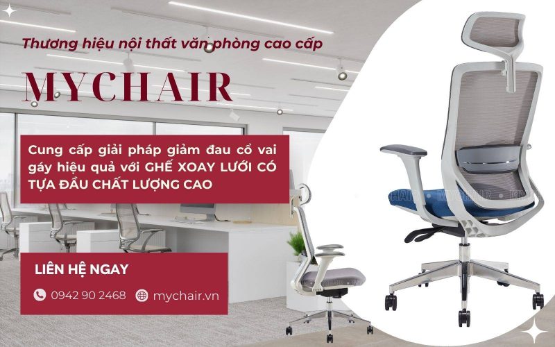 Mua ghế xoay lưới tựa đầu văn phòng chính hãng tại nội thất MyChair