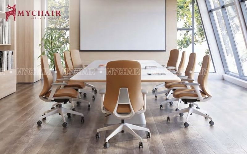 ghế văn phòng màu vàng tạo sự nổi bật không gian làm việc