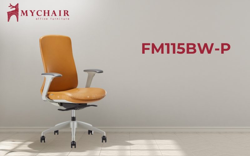 Ghế văn phòng bọc da màu vàng MyChair FM115BW-P