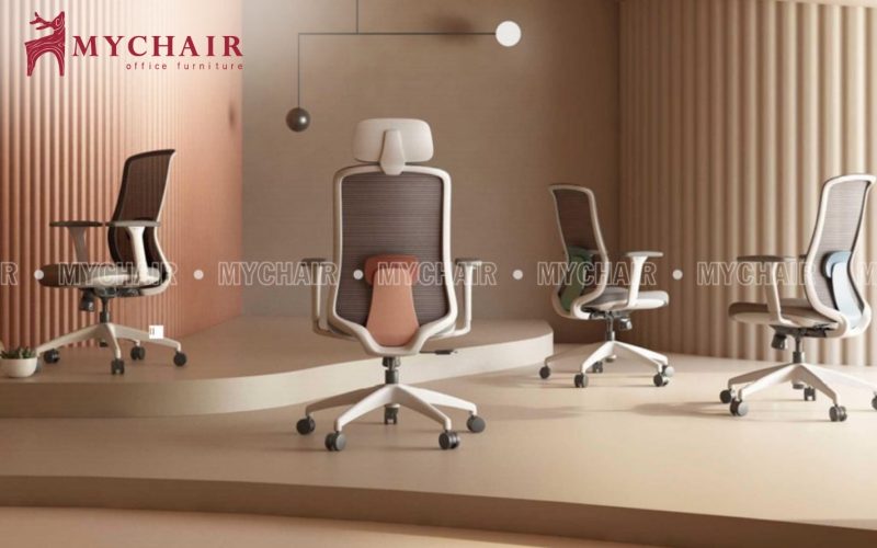 ghế làm việc màu vàng được thiết kế chuẩn công thái học