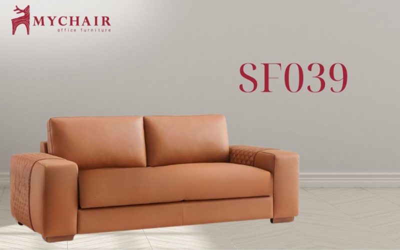 Sofa da nhập khẩu MyChair SF039 màu cam tươi sáng, nổi bật Sofa da nhập khẩu MyChair SF039