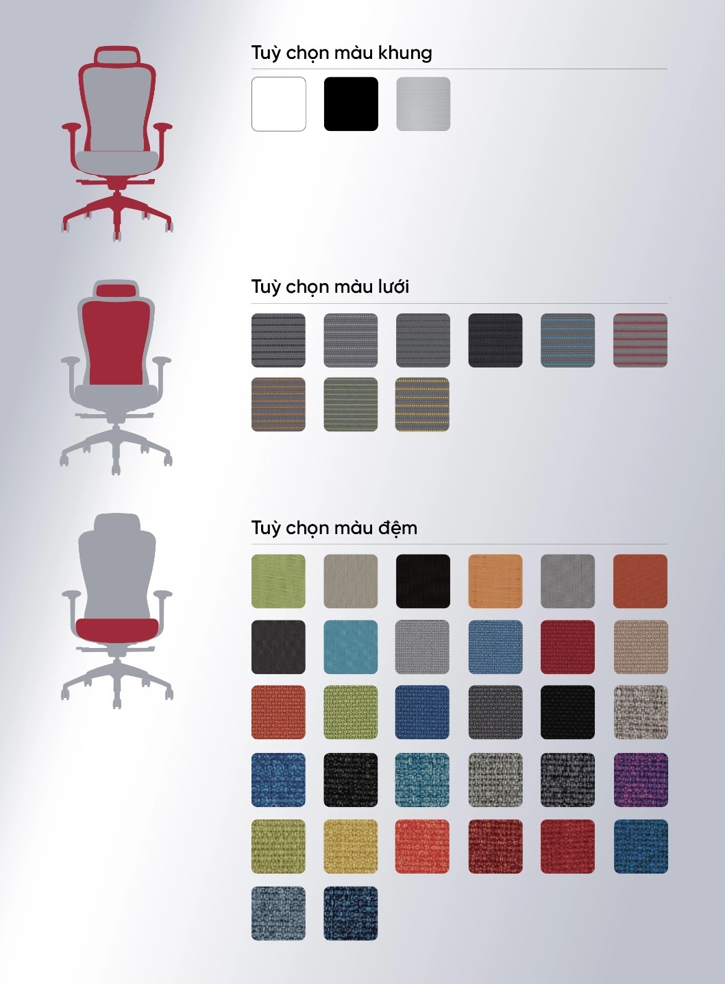 bảng chọn m&agrave;u ghế vxtda