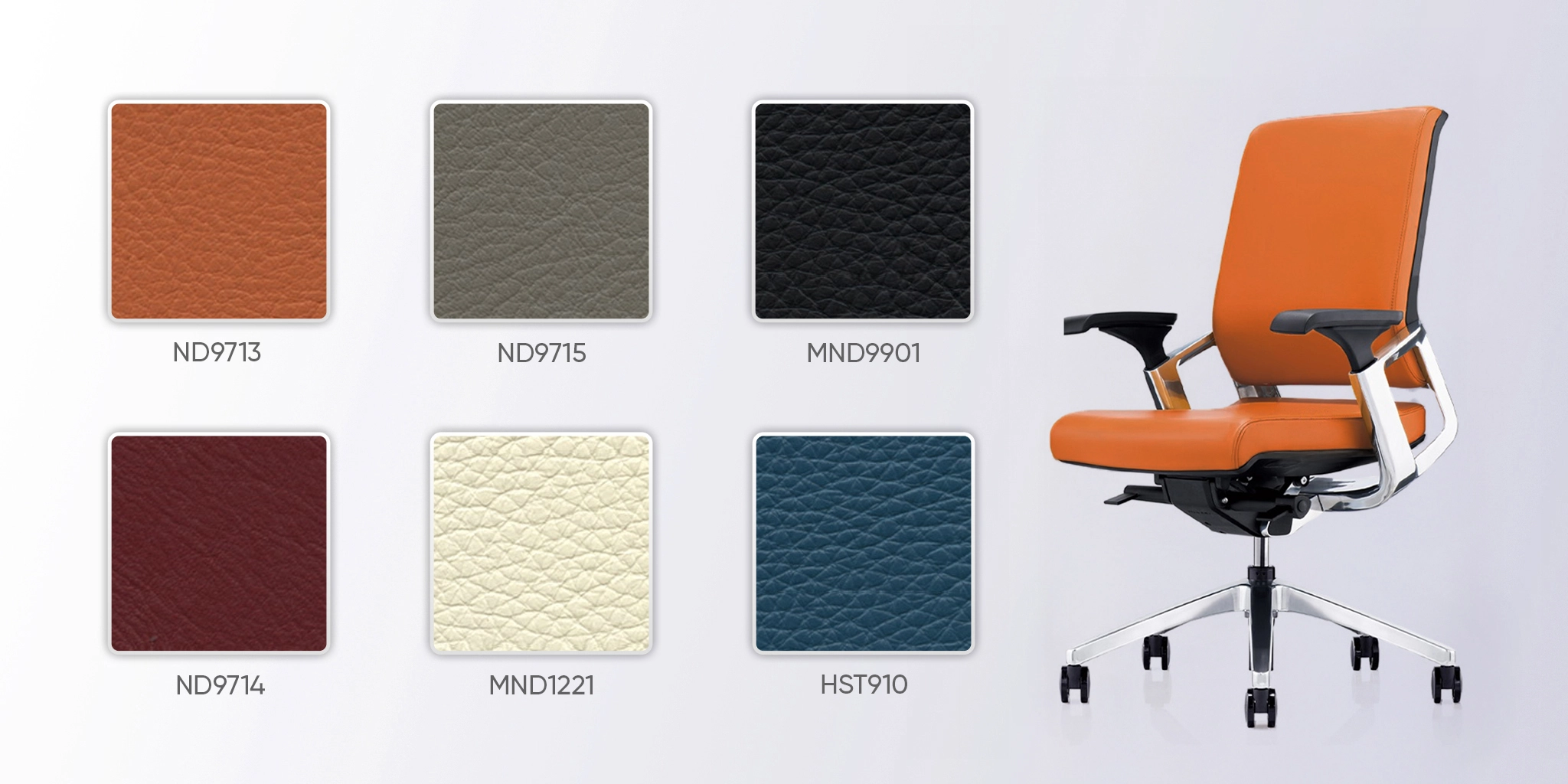 bảng m&agrave;u da ghế văn ph&ograve;ng cao cấp fm04lb