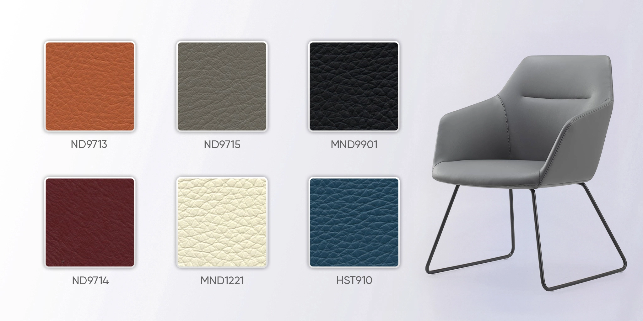 bảng m&agrave;u da ghế họp ch&acirc;n quỳ me412hc