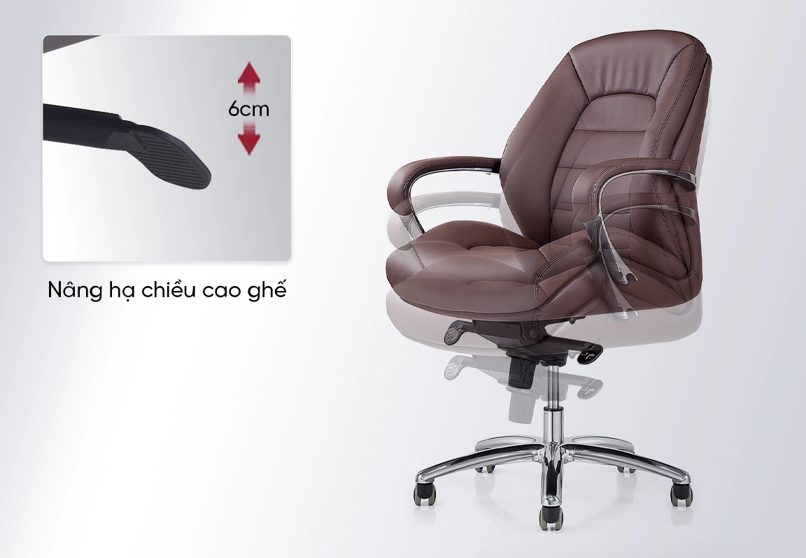 chức năng n&acirc;ng hạ của ghế da trưởng ph&ograve;ng mo101c