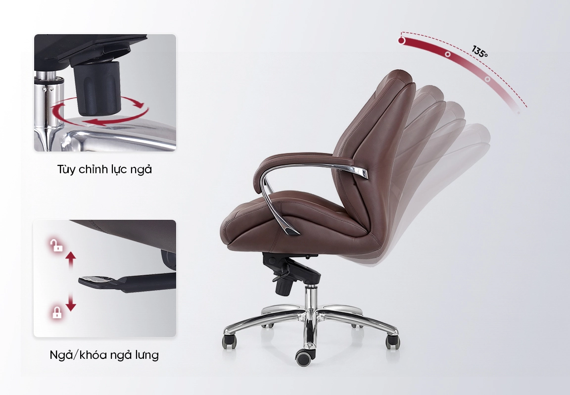 chức năng ngả lưng của ghế da trưởng ph&ograve;ng mo101c