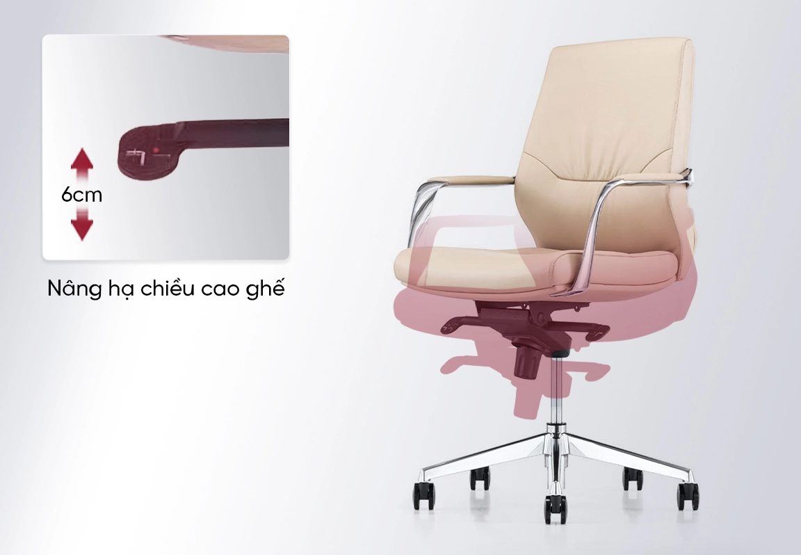 ghế trưởng phòng da màu kem mo820b