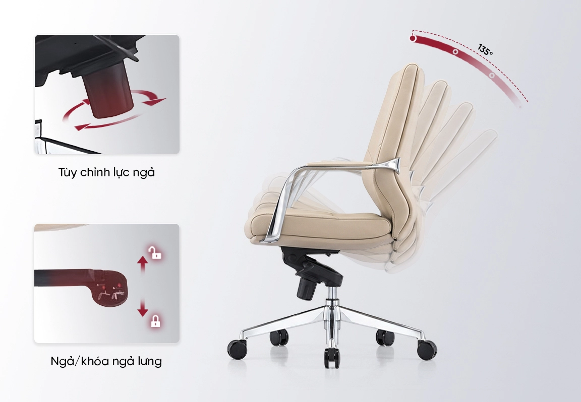 ghế trưởng phòng da màu kem mo820b