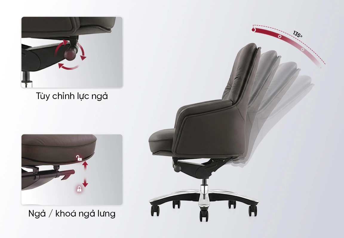 chức năng điều chỉnh của ghế da trưởng ph&ograve;ng no023b
