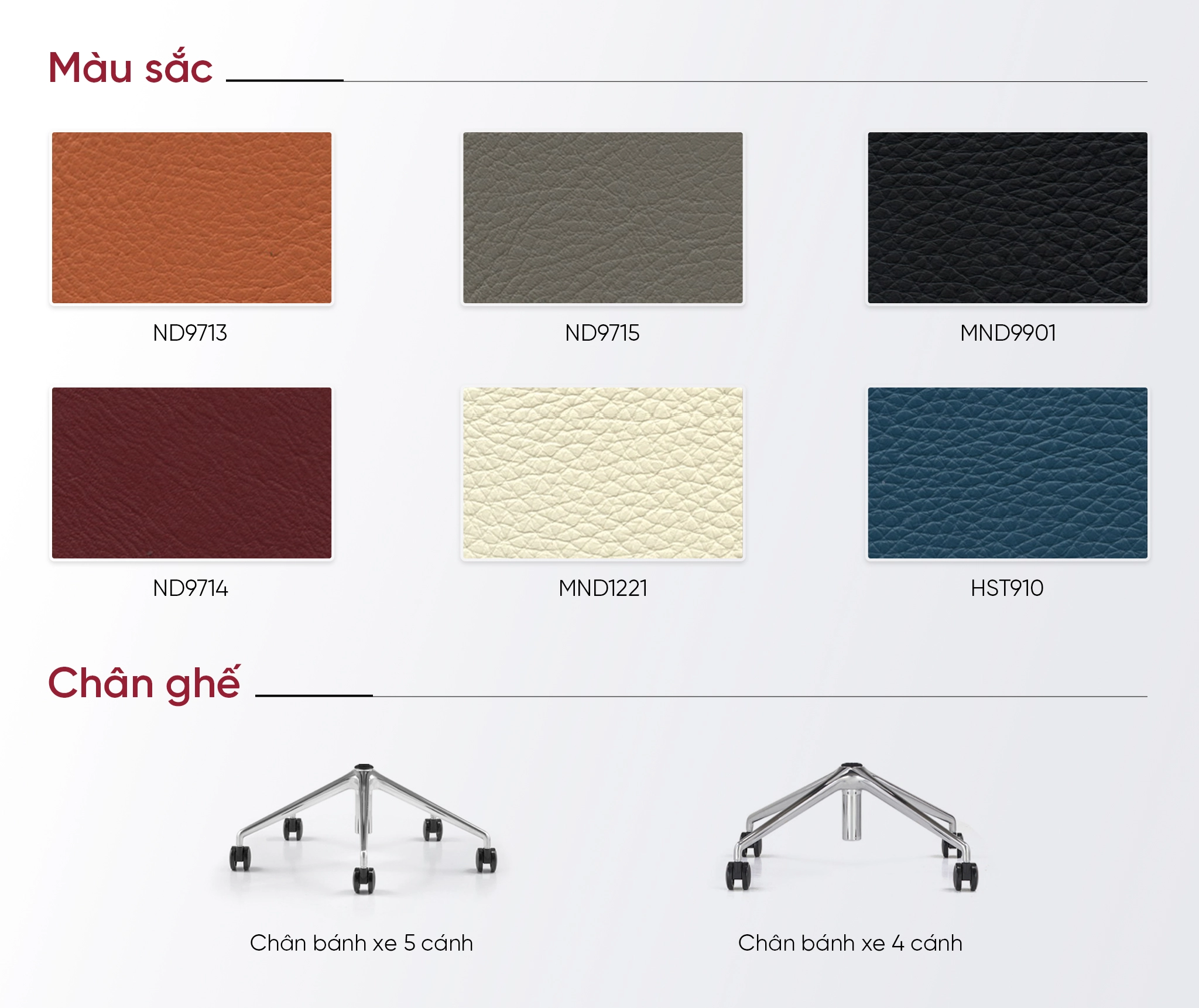 bảng màu da ghế giám đốc mo09a