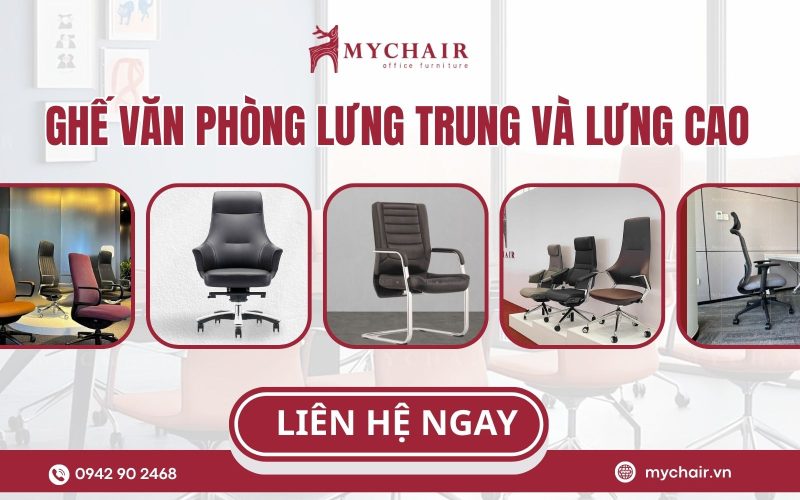 MyChair là địa chỉ cung cấp đa dạng các mẫu ghế lưng trung và lưng cao