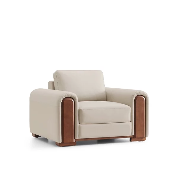 Sofa đơn SF041-1 màu kem phối gỗ